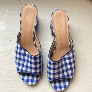 J. Crew | Plaid All Day Gingham Mules Heel Sandals